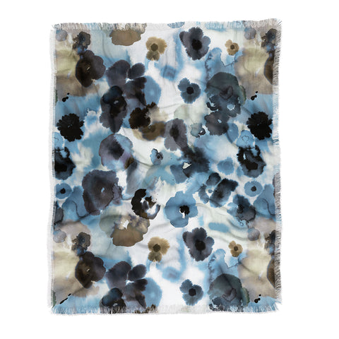 Ninola Design Textural Flowers Abstract Throw Blanket