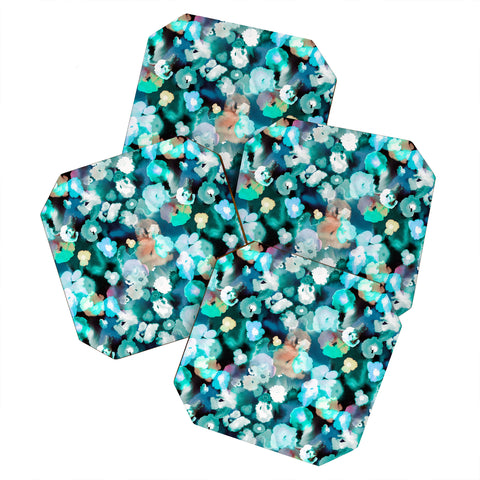 Ninola Design Textural Flowers Light Blue Coaster Set