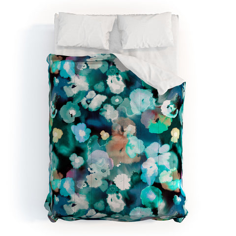Ninola Design Textural Flowers Light Blue Comforter