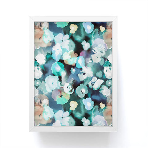 Ninola Design Textural Flowers Light Blue Framed Mini Art Print