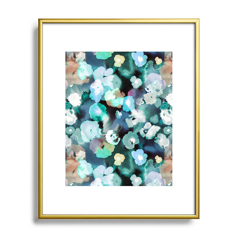 Ninola Design Textural Flowers Light Blue Metal Framed Art Print