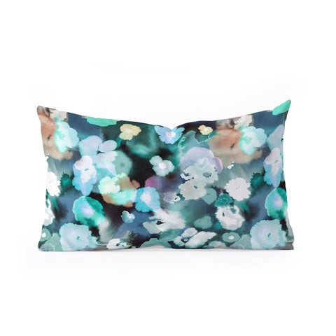 Ninola Design Textural Flowers Light Blue Oblong Throw Pillow