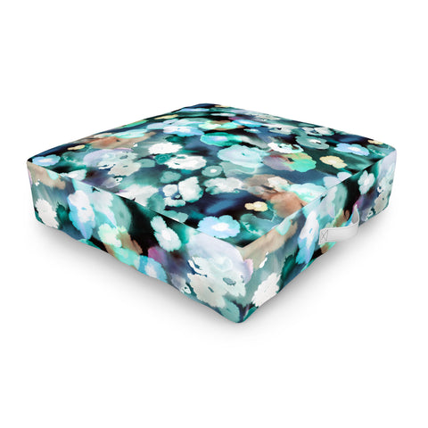 Ninola Design Textural Flowers Light Blue Outdoor Floor Cushion