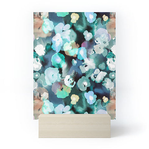 Ninola Design Textural Flowers Light Blue Mini Art Print