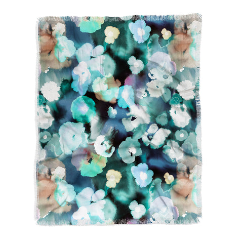 Ninola Design Textural Flowers Light Blue Throw Blanket