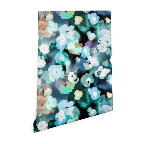 Ninola Design Textural Flowers Light Blue Wallpaper