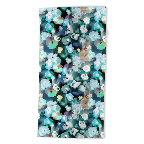 Ninola Design Textural Flowers Light Blue Beach Towel