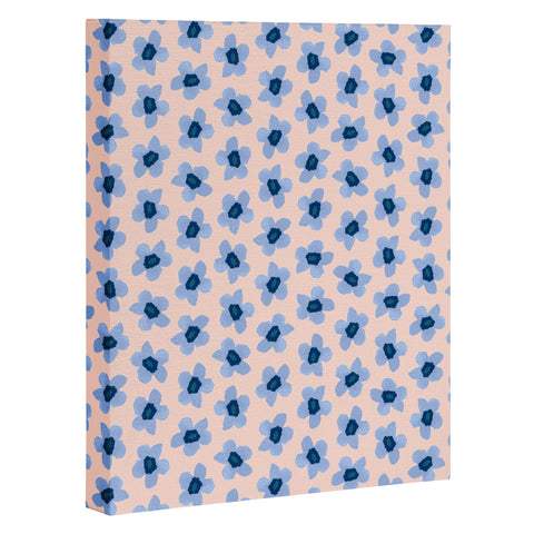Ninola Design Tiny Flowers Blue Pastel Art Canvas