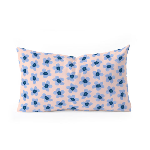 Ninola Design Tiny Flowers Blue Pastel Oblong Throw Pillow