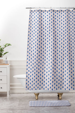 Ninola Design Tiny Flowers Blue Pastel Shower Curtain And Mat