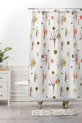 Ninola Design Trees branches Warm Shower Curtain And Mat