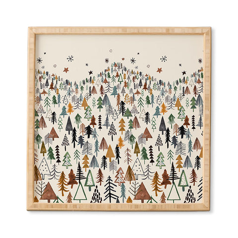 Ninola Design Trees Forest Landscape Green Gold Framed Wall Art