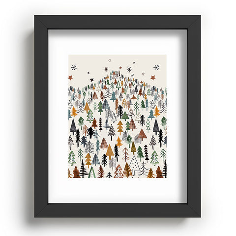 Ninola Design Trees Forest Landscape Green Gold Recessed Framing Rectangle