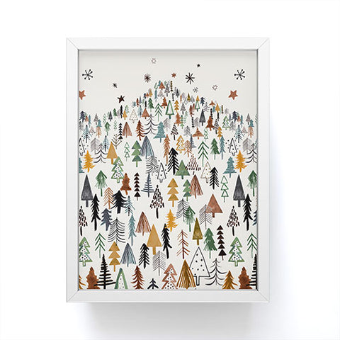 Ninola Design Trees Forest Landscape Green Gold Framed Mini Art Print