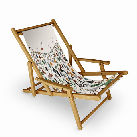 Ninola Design Trees Forest Landscape Green Gold Sling Chair