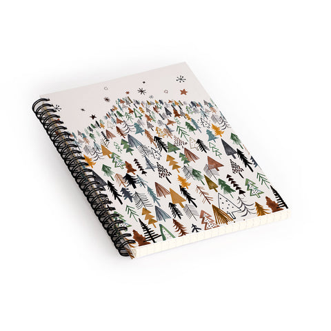 Ninola Design Trees Forest Landscape Green Gold Spiral Notebook