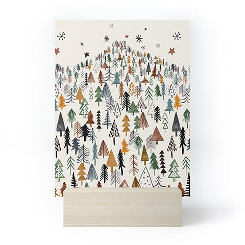 Ninola Design Trees Forest Landscape Green Gold Mini Art Print