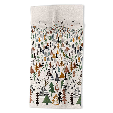 Ninola Design Trees Forest Landscape Green Gold Beach Towel