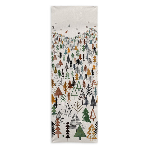 Ninola Design Trees Forest Landscape Green Gold Yoga Towel