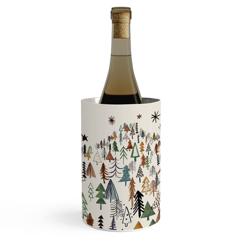 Ninola Design Trees Forest Landscape Green Gold Wine Chiller