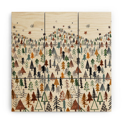 Ninola Design Trees Forest Landscape Green Gold Wood Wall Mural