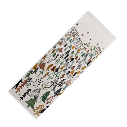 Ninola Design Trees Forest Landscape Green Gold Yoga Mat