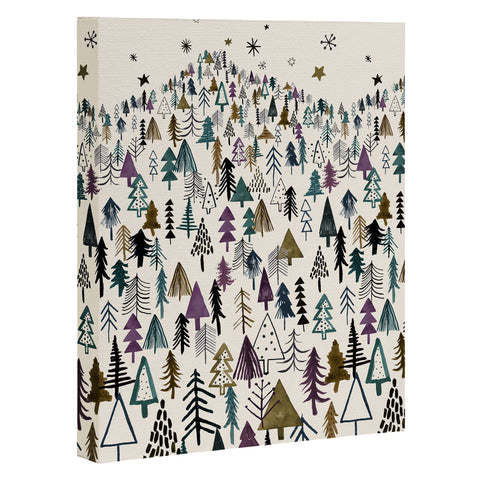 Ninola Design Trees Forest Night Art Canvas