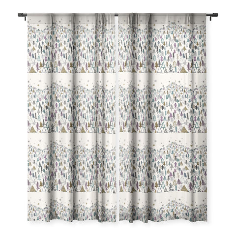 Ninola Design Trees Forest Night Sheer Window Curtain