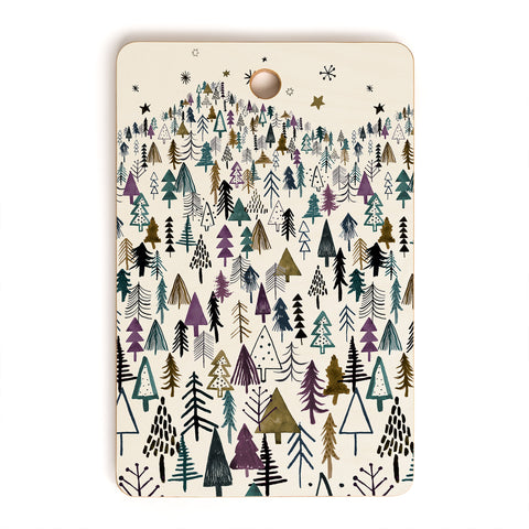 Ninola Design Trees Forest Night Cutting Board Rectangle