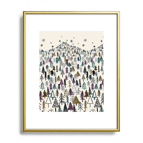 Ninola Design Trees Forest Night Metal Framed Art Print