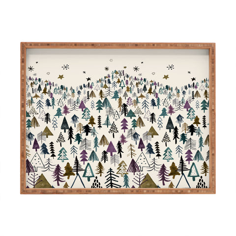 Ninola Design Trees Forest Night Rectangular Tray