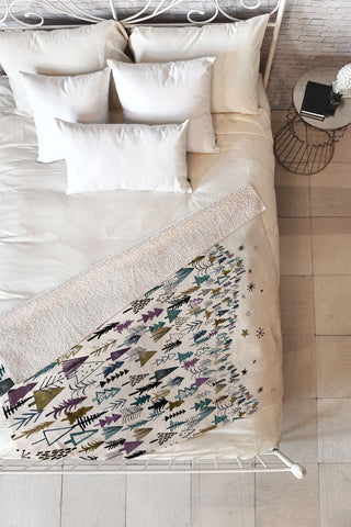 Ninola Design Trees Forest Night Fleece Throw Blanket