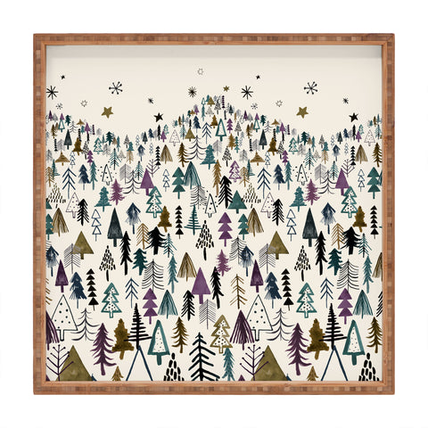 Ninola Design Trees Forest Night Square Tray