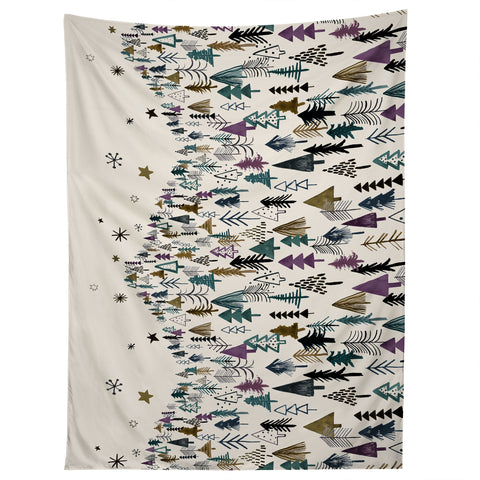 Ninola Design Trees Forest Night Tapestry