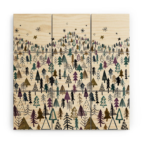 Ninola Design Trees Forest Night Wood Wall Mural