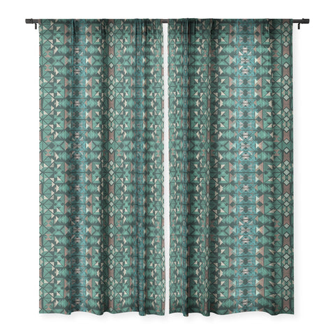 Ninola Design Tribal Boho Nomadic Green Sheer Window Curtain