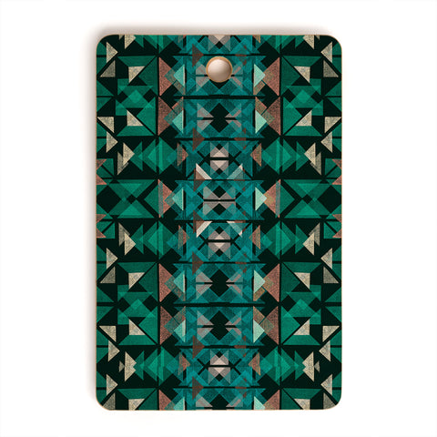 Ninola Design Tribal Boho Nomadic Green Cutting Board Rectangle