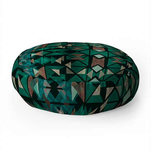 Ninola Design Tribal Boho Nomadic Green Floor Pillow Round