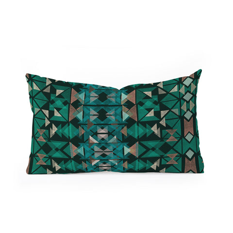 Ninola Design Tribal Boho Nomadic Green Oblong Throw Pillow