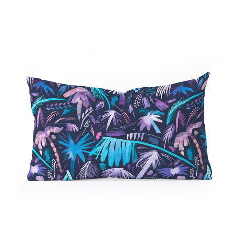 Ninola Design Tropical Expressive Jungle Summer Night Oblong Throw Pillow
