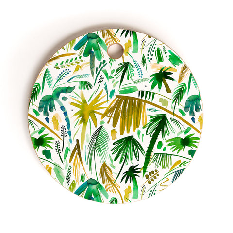 Ninola Design Tropical Expressive Palms Cutting Board Round