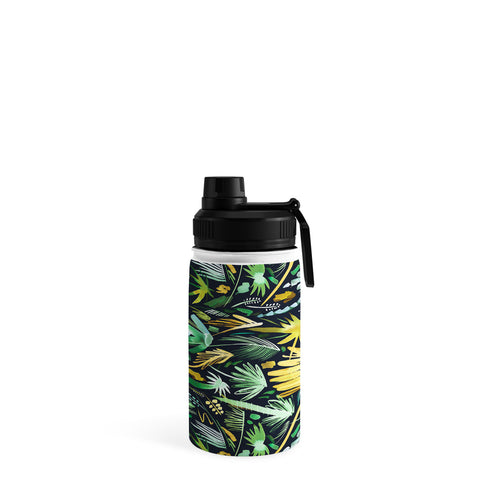 Ninola Design Tropical Expressive Palms Dark Water Bottle
