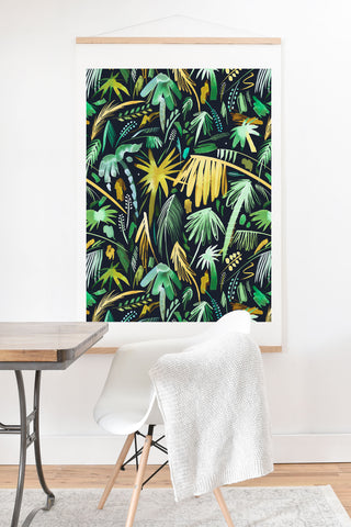 Ninola Design Tropical Expressive Palms Dark Art Print And Hanger