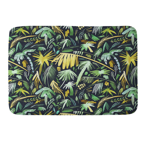 Ninola Design Tropical Expressive Palms Dark Memory Foam Bath Mat