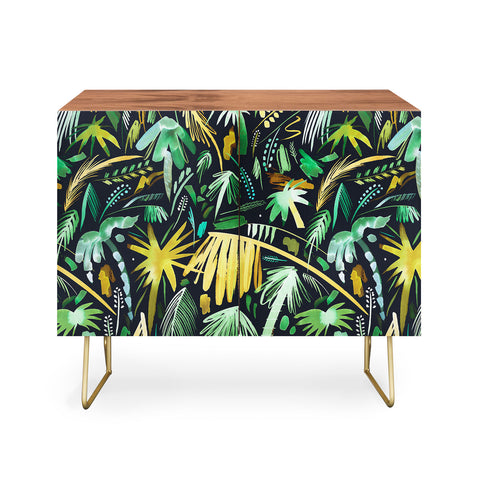 Ninola Design Tropical Expressive Palms Dark Credenza