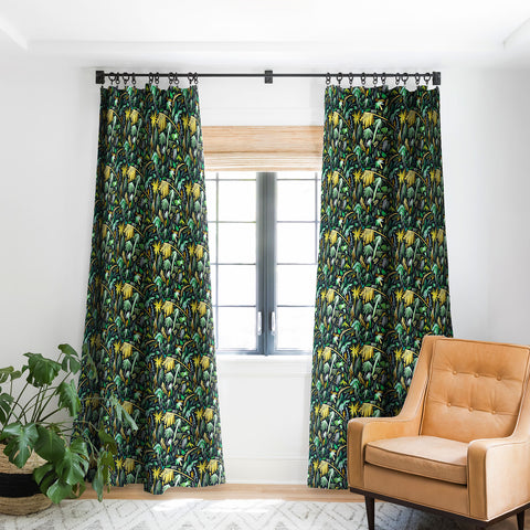 Ninola Design Tropical Expressive Palms Dark Blackout Window Curtain