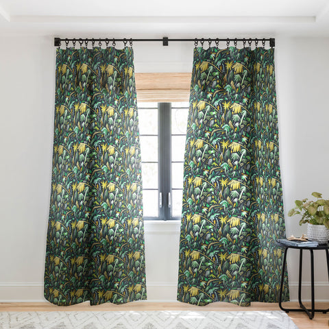 Ninola Design Tropical Expressive Palms Dark Sheer Window Curtain