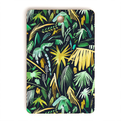 Ninola Design Tropical Expressive Palms Dark Cutting Board Rectangle