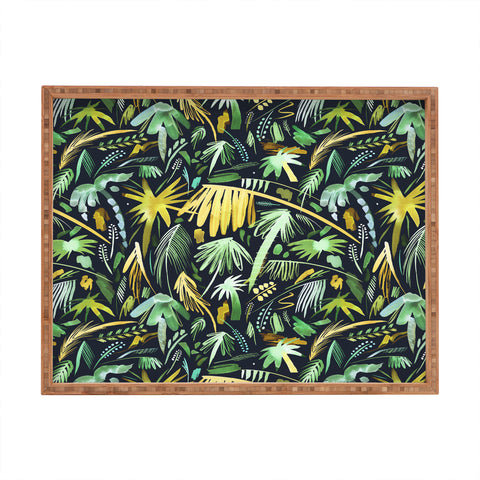 Ninola Design Tropical Expressive Palms Dark Rectangular Tray