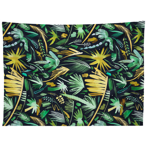 Ninola Design Tropical Expressive Palms Dark Tapestry